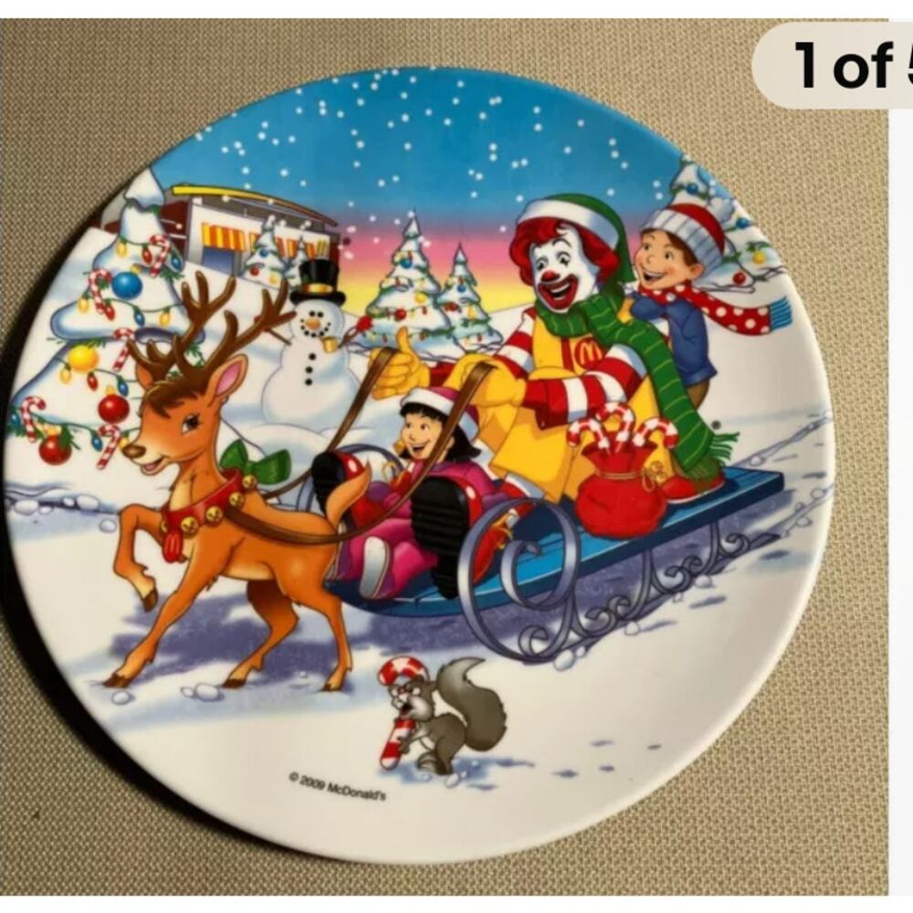 McDonald’s Christmas Plate Collector Plate 2009 Sleigh‎ Reindeer 2